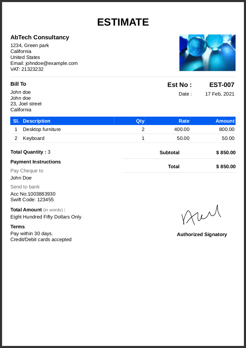 How to write your first Estimate/Quotation