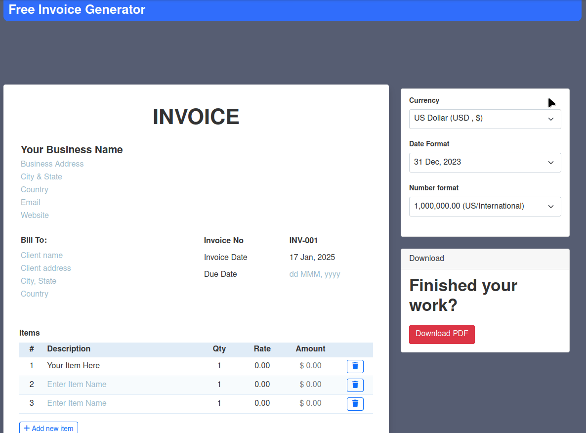 Professional Invoice Maker 