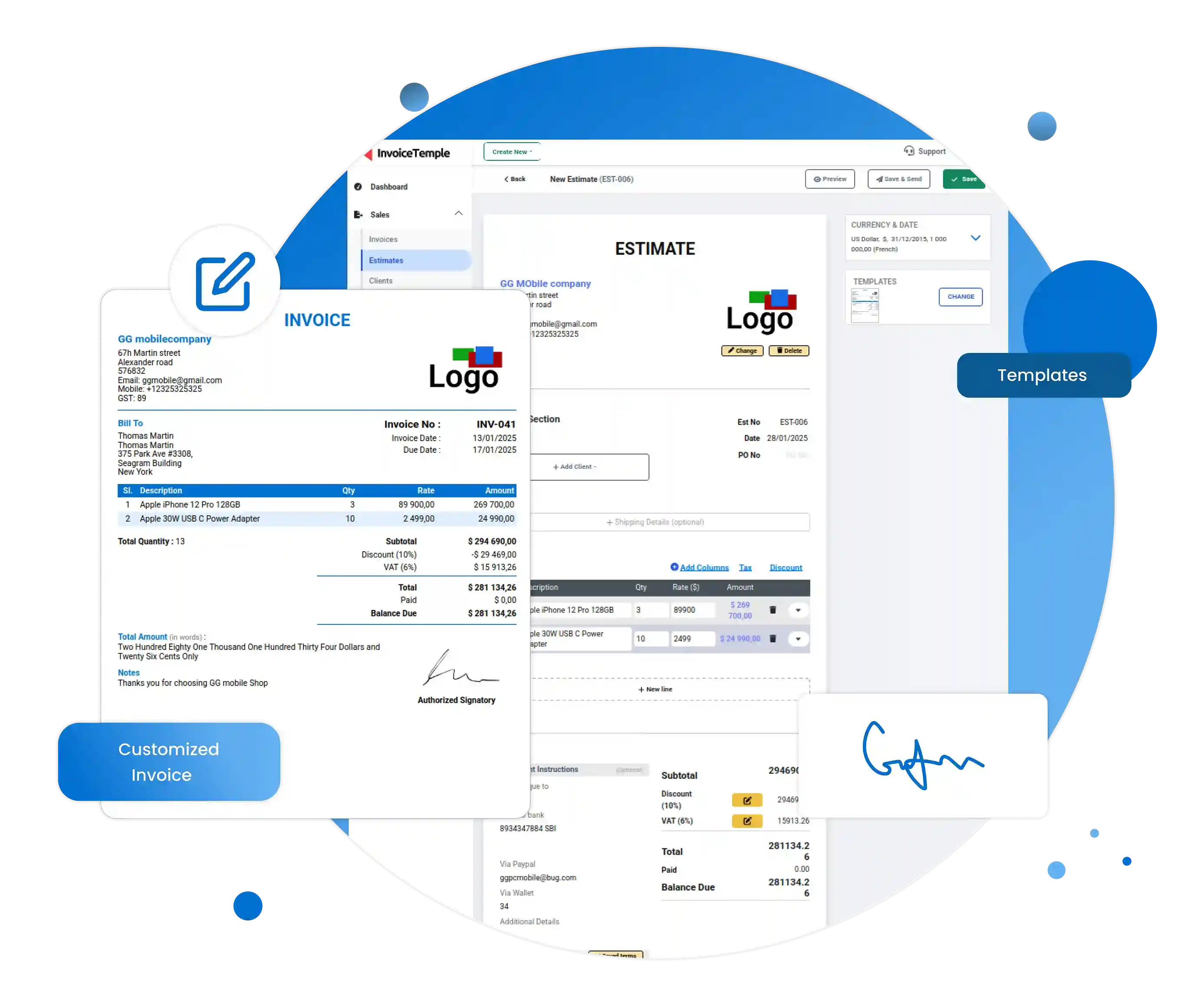 Software for Invoices and Estimates